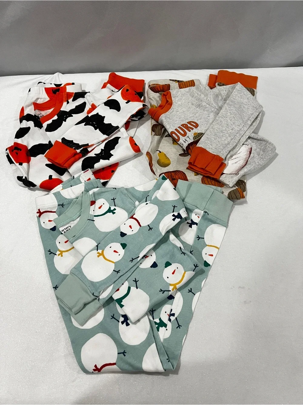 Carter's Lot of Three Set Kids Boy Pajama Size 8 Cotton Holyday Fall Prints